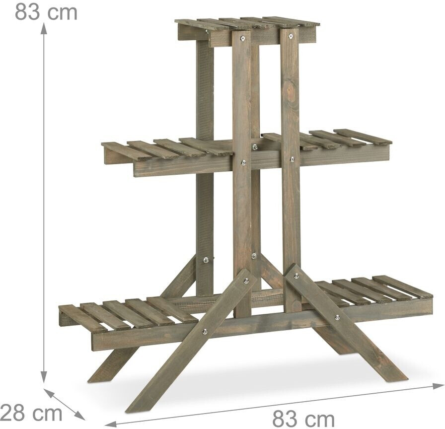 Relaxdays Relaxdays Wooden flower staircase 3 levels - detail view