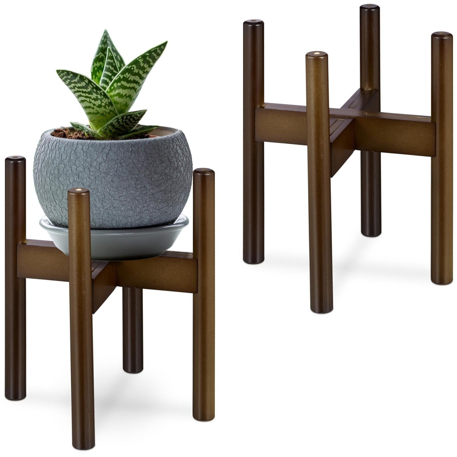 Relaxdays Supports pour plantes set de 2 brun