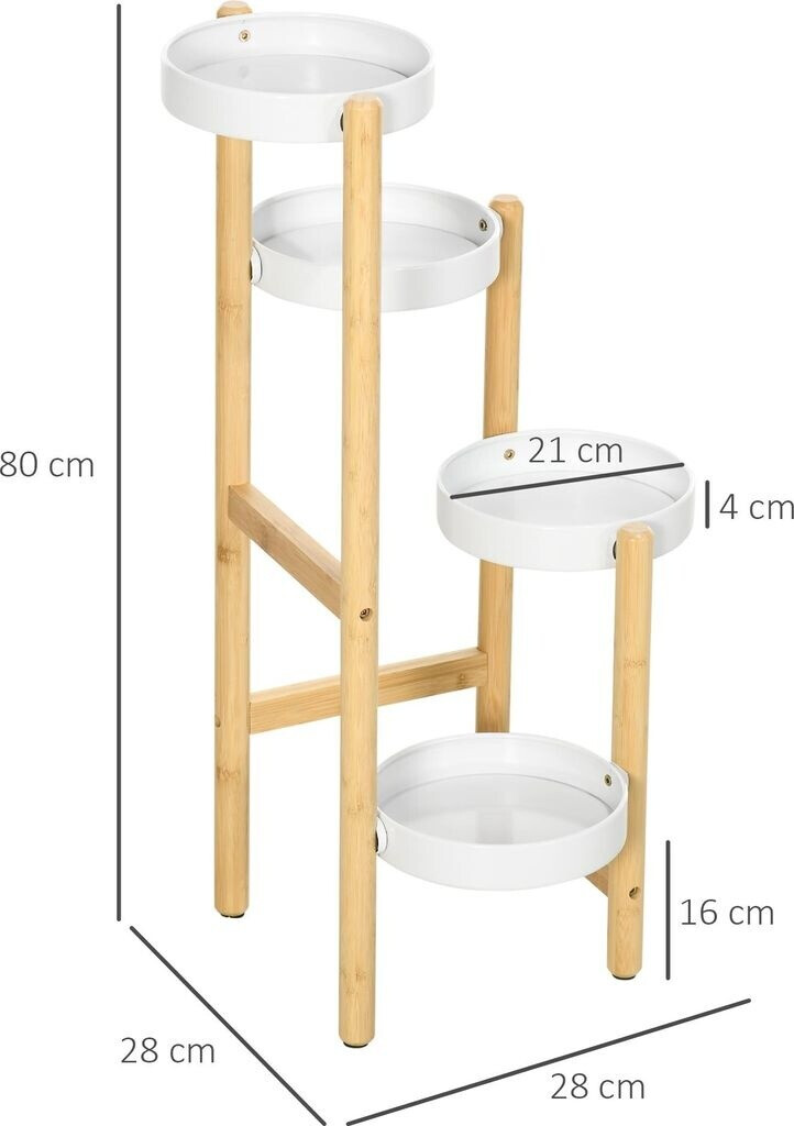 Outsunny Outsunny Plant stand 4-level flower shelf in bamboo and metal - alternate view