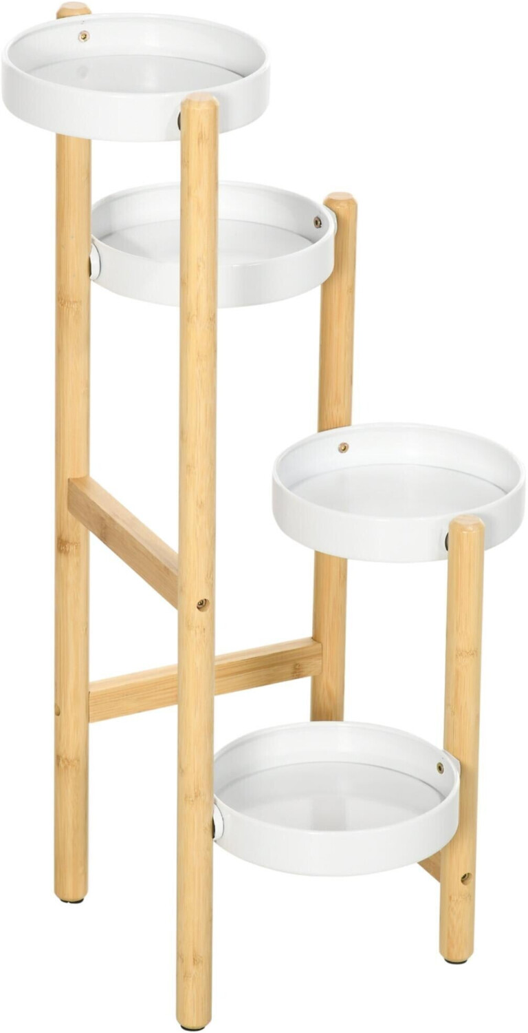 Outsunny Support pour plantes étagère à fleurs à 4 niveaux en bambou et métal