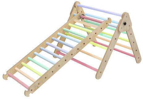 KateHaa Wooden Pikler triangle with ladder pastel