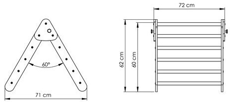 KateHaa Wooden Pikler triangle with climbing wall pastel