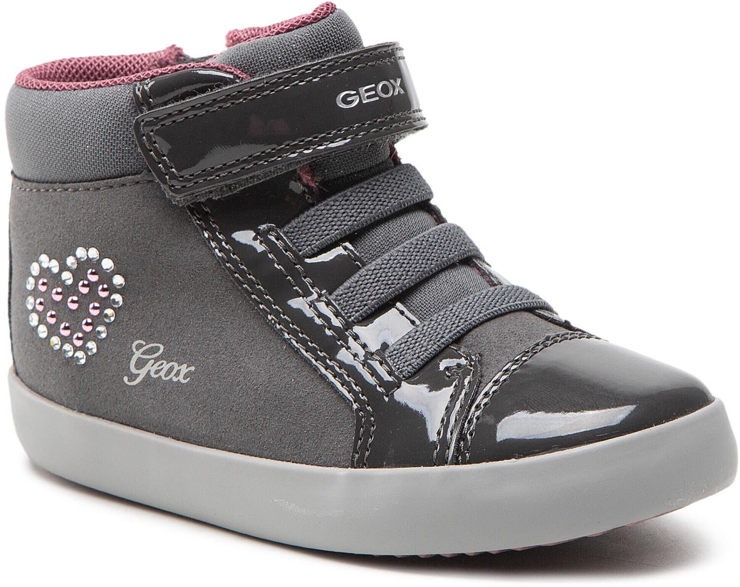 Geox Meisjes J Gisli Girl B Sneakers, donkergrijs en zilver., 34 EU