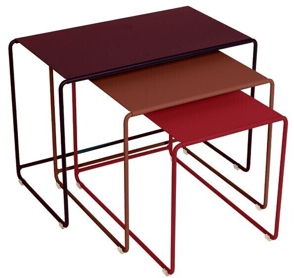 Fermob OULALA 3 Side Tables Metal 55x40x52cm Black Cherry/Ochre Red/Chili