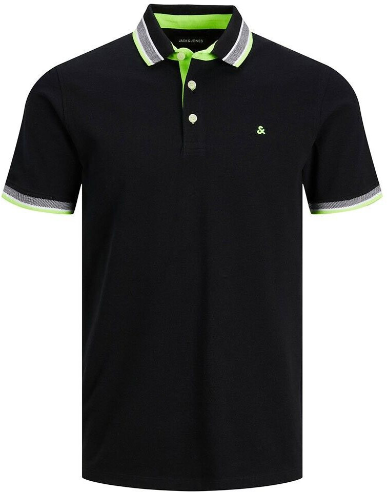 Jack & Jones Epaulos Short Sleeve Polo (12136668) black/detail neon
