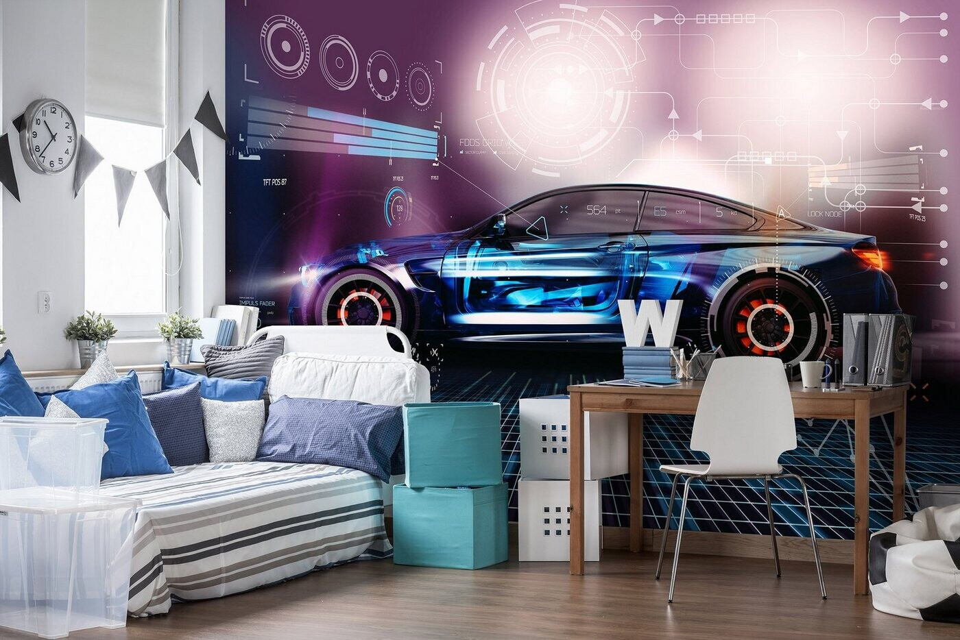 Wallarena Kinderzimmer Jungen Auto Gaming Sportwagen 3D Effekt für