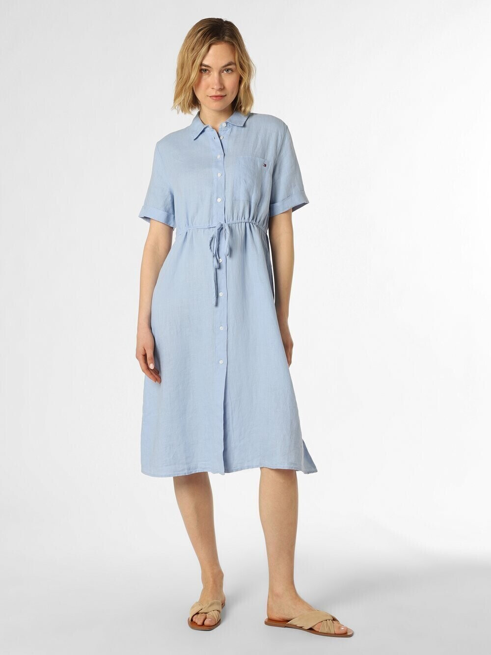 Tommy Hilfiger Linen Fit And Flare Midi Dress (WW0WW38422) vessel blue