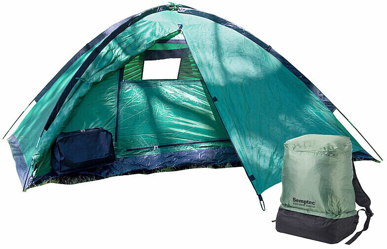 Semptec Sac à dos et tente compacte 2 personnes vert