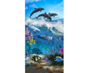 Good Morning Polyvelours Strandtuch Delfin blau/bunt 75x150 cm ab 14,99 € |  Preisvergleich bei