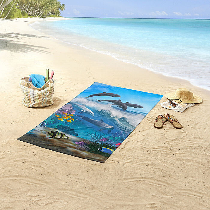 Good Morning Polyvelours Strandtuch Delfin blau/bunt 75x150 cm ab 14,99 € |  Preisvergleich bei | Strandtücher