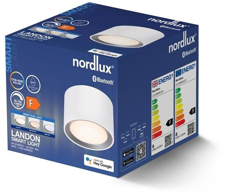 Nordlux 2110840101 Landon Smart LED-Deckenleuchte LED LED EEK: F (A - G) 8  W Weiß ab 31,68 € | Preisvergleich bei