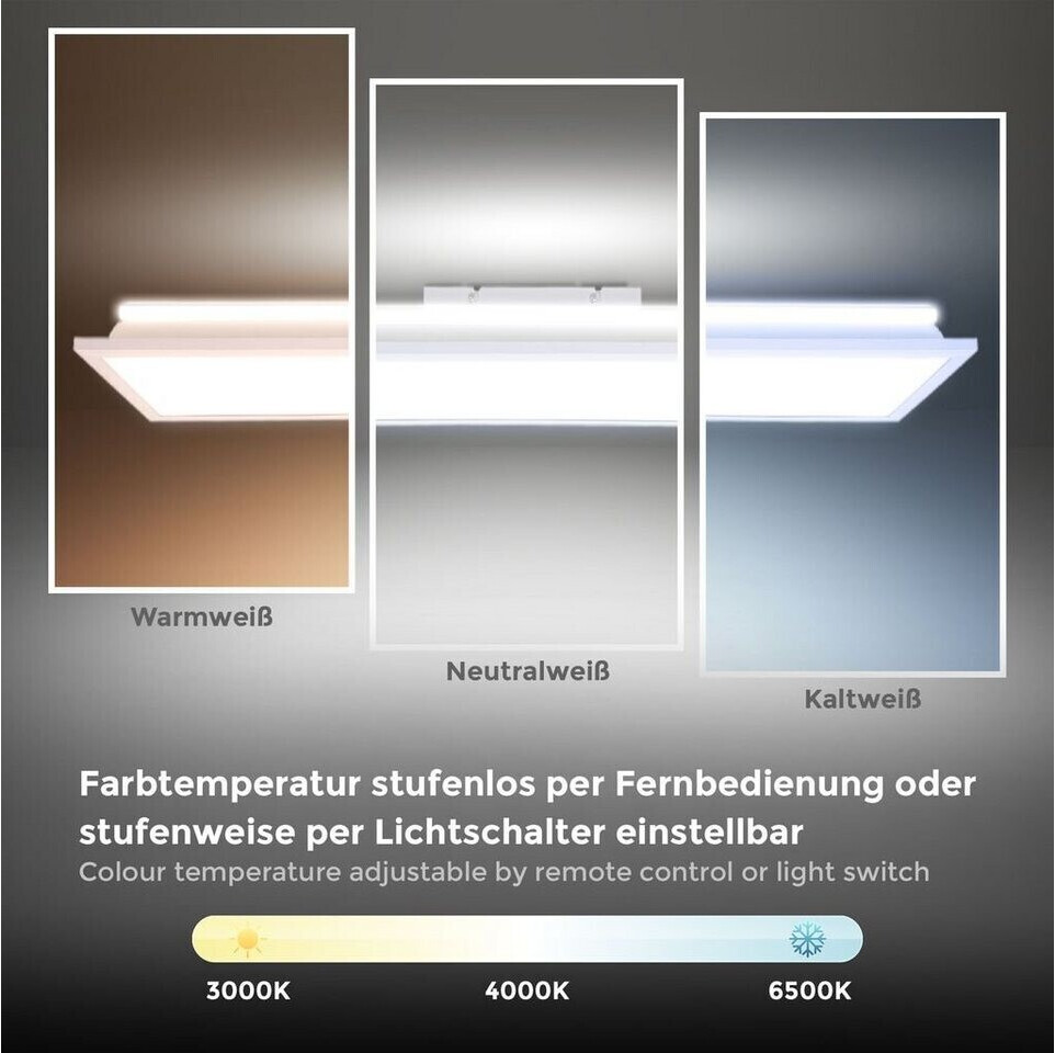 B.K.Licht LED Deckenleuchte dimmbar Panel CCT indirektes Licht Wohnzimmer  flach weiß 24W ab 34,99 € | Preisvergleich bei | Panels
