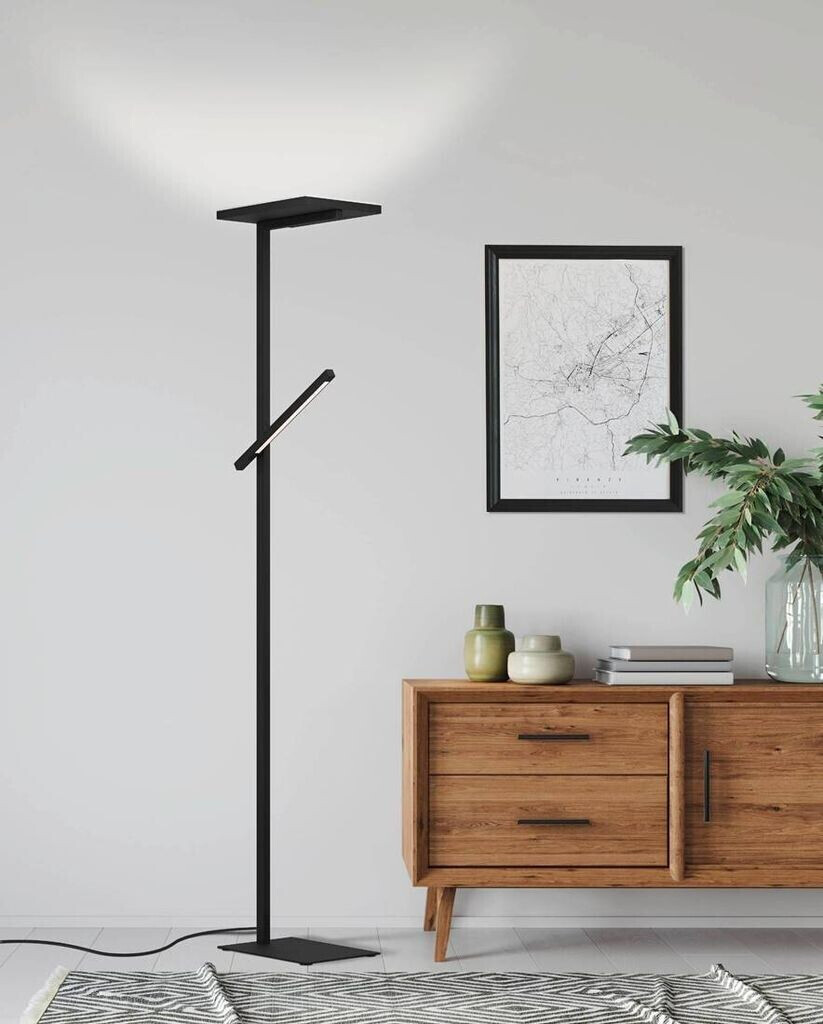 Eglo LED Stehlampe Carboneras, 2-flammige Standleuchte dimmbar mit  Touch-Funktion, Lampe Wohnzimmer aus schwarzem Metall, Deckenfluter mit  Leselampe, warmweiß ab 203,22 € | Preisvergleich bei