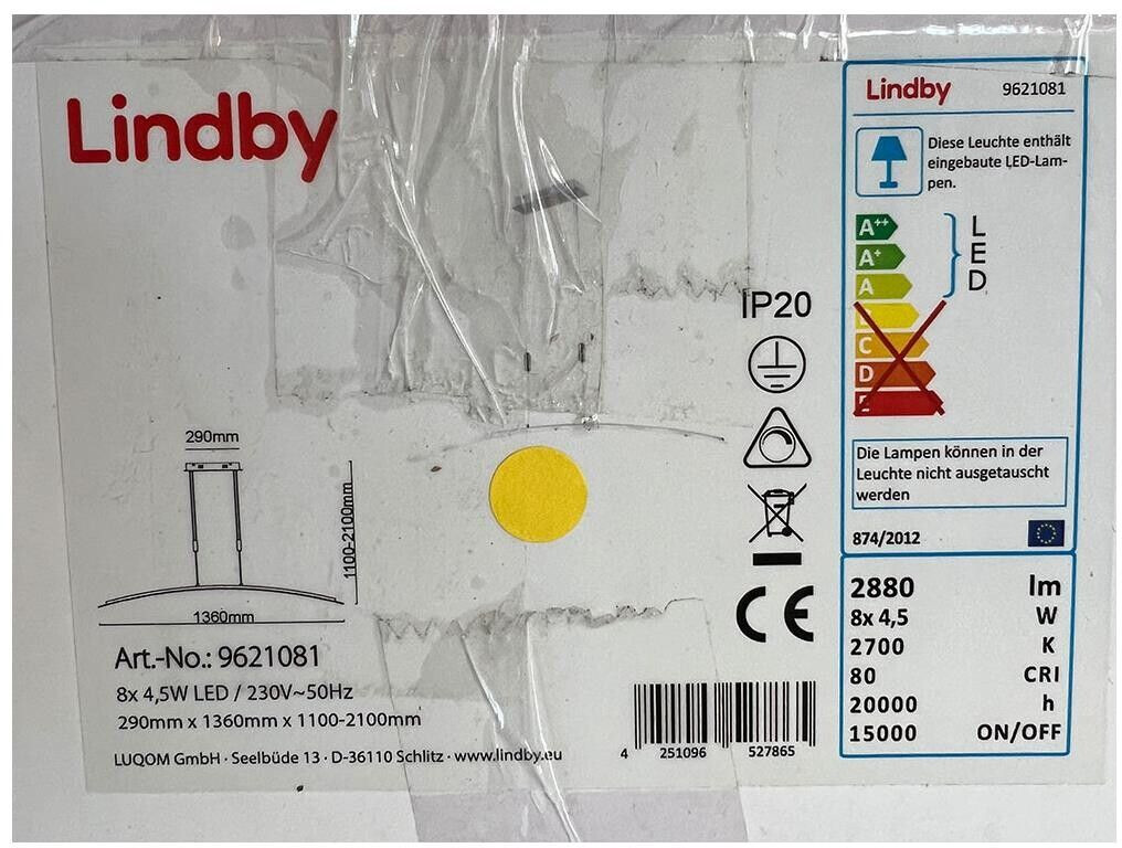 Lindby LED hanging lamp on cord MANON 8xLED/4.5W/230V