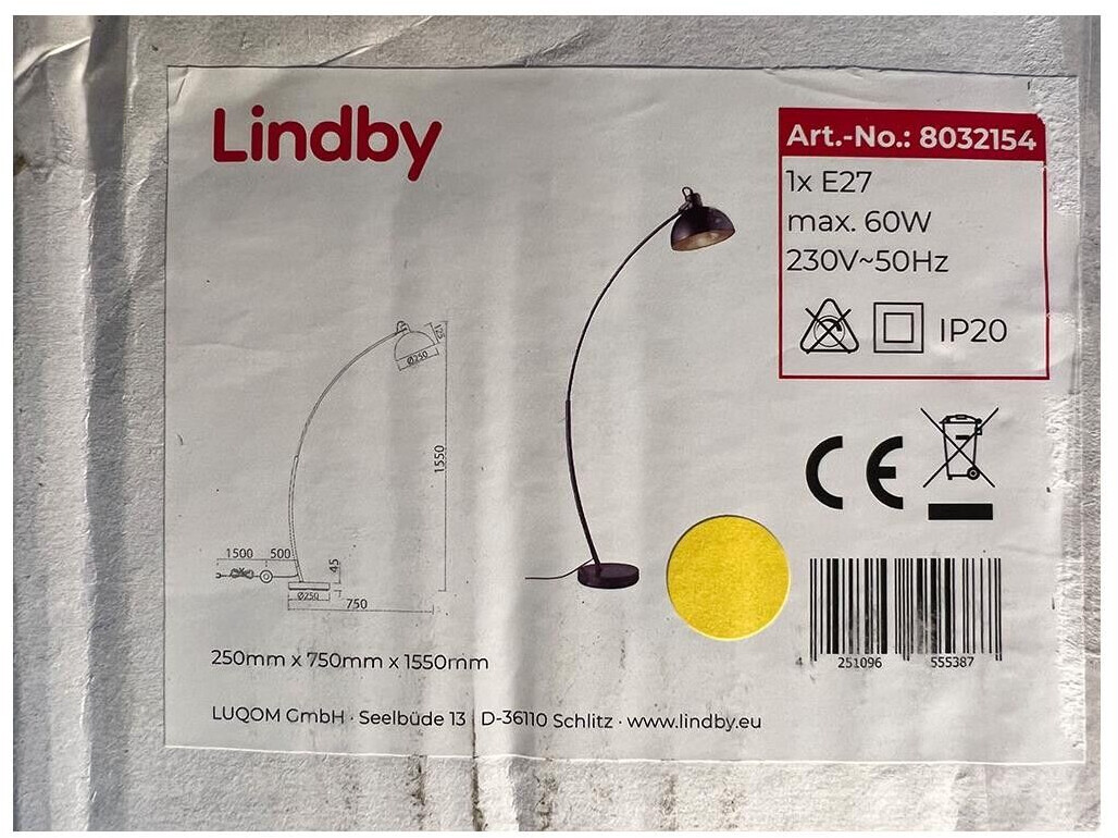Lindby Floor lamp PHILEAS 1xE27/60W/230V