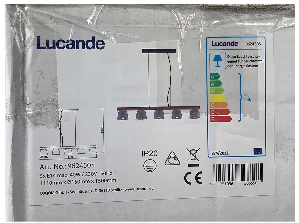Lucande Suspension lamp on cord KALINDA 5xE14/40W/230V