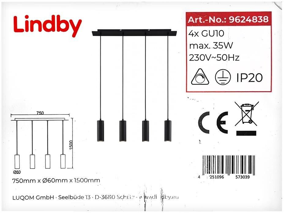 Lindby Suspension lamp on cord JOFFREY 4xGU10/35W/230V