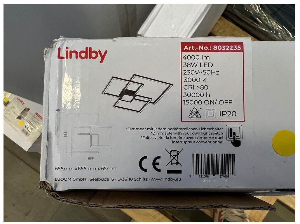 Lindby Dimmable LED ceiling light DUETTO LED/38W/230V