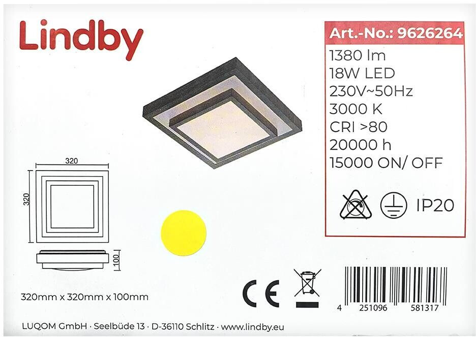 Lindby LED ceiling light MENDOSA LED/18W/230V