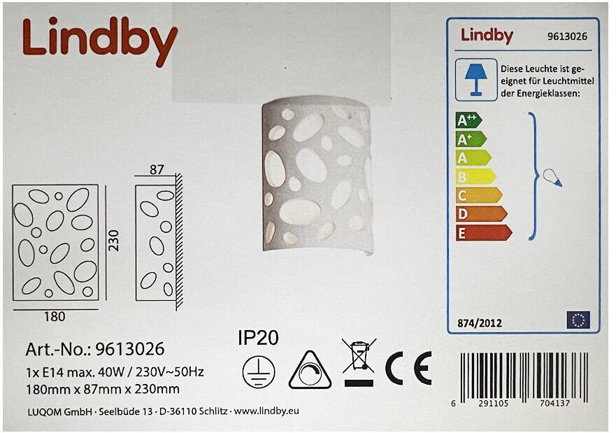 Lindby Wall light HANNI 1xE14/40W/230V