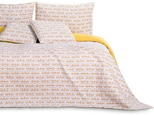 AmeliaHome Bedspread Throw 240x260 cm White Orange Folky