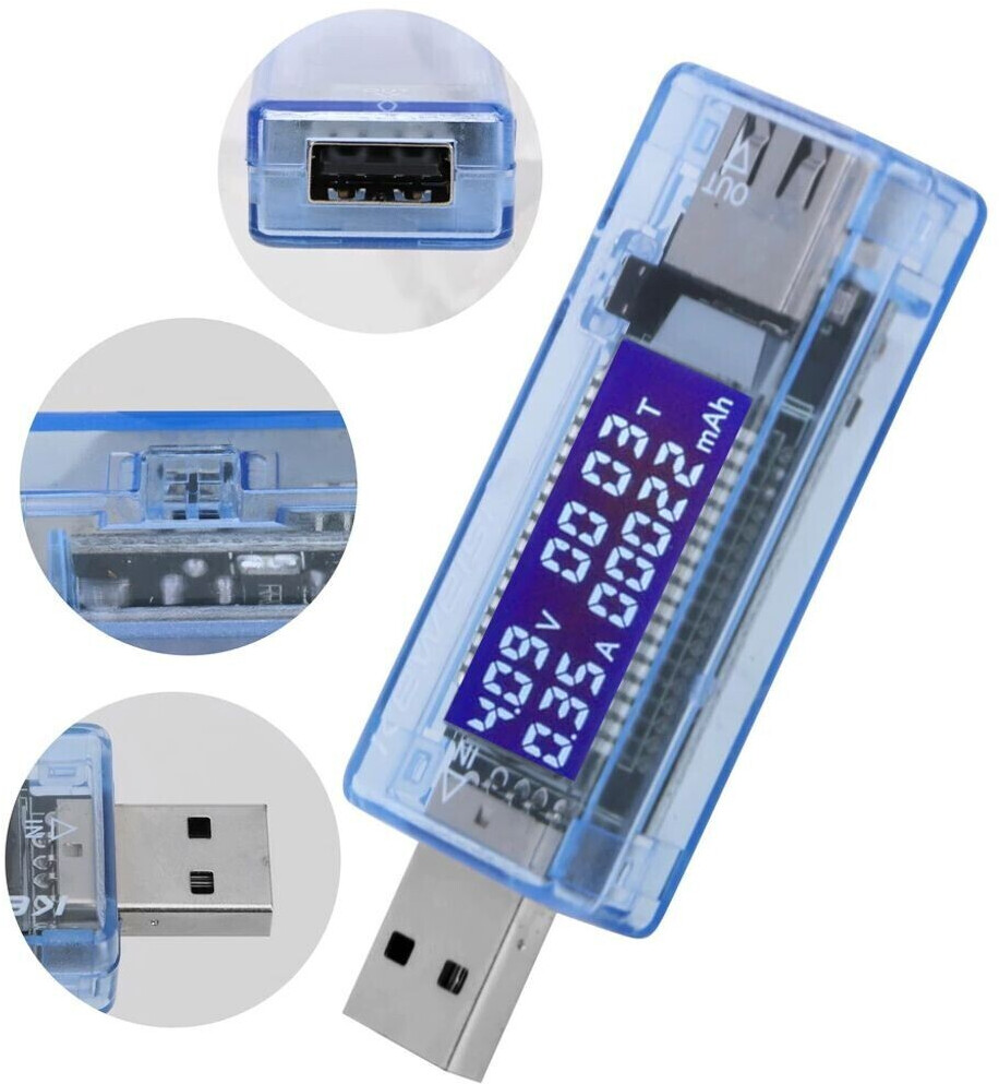 Retoo USB Tester Voltmeter Amperemeter Ladegerät Leistungsmesser LCD ab  5,89 €