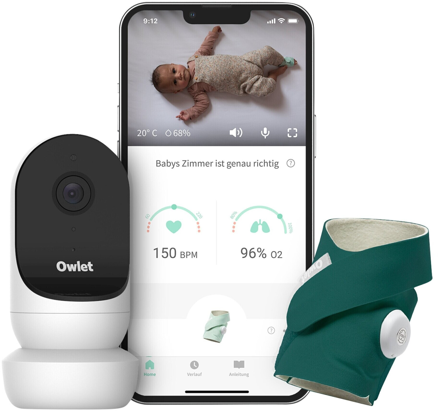 Photos - Baby Monitor Owlet Owlet Duo: Smart Sock 3 and 2nd generation camera green