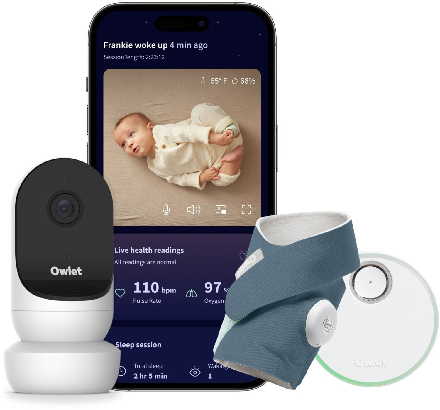 Owlet Dream Bundle: Dream Sock + Cam 2 bedtime blue