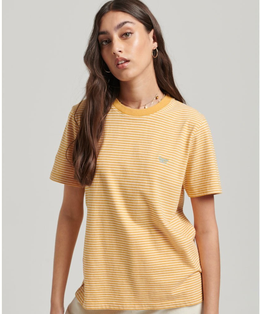 Superdry Vintage Logo Emb Stripe T-Shirt (W1010990A) yellow