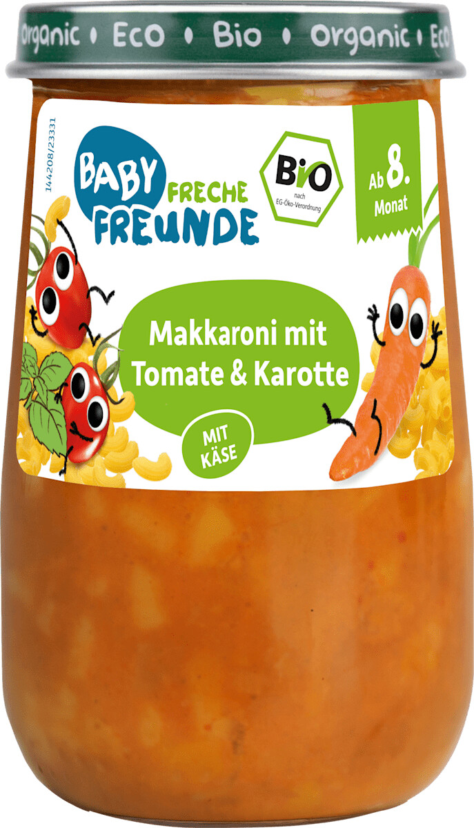 erdbär Freche Freunde Bio Gläschen Makkaroni mit Tomate & Karotte 190g