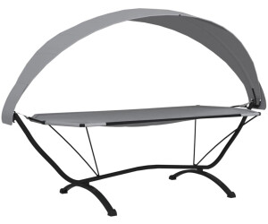 vidaXL Outdoor-Loungebett mit Dach Stahl und Oxford-Stoff Grau
