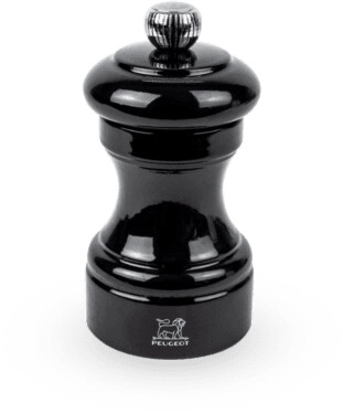 Peugeot Moulin à sel manuel en bois laqué, noir 10 cm