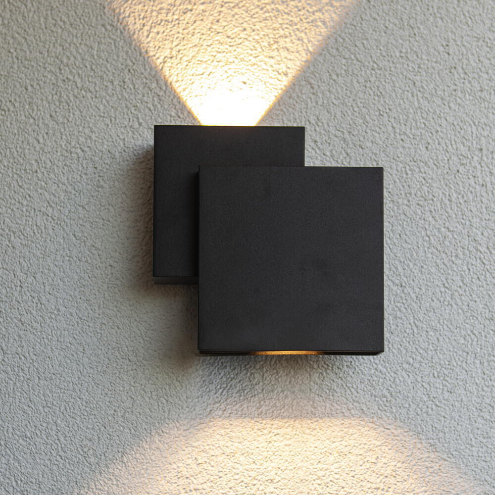 Lutec LED Wandleuchte Rialto schwarz 9W € Preisvergleich | bei (5287901012) Schwarz IP44 ab 2x 700lm 54,00