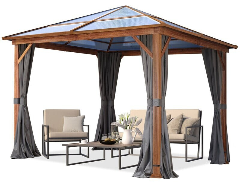Toolport Gartenpavillon Hardtop Forest Deluxe loft grey 3 x 3 m in