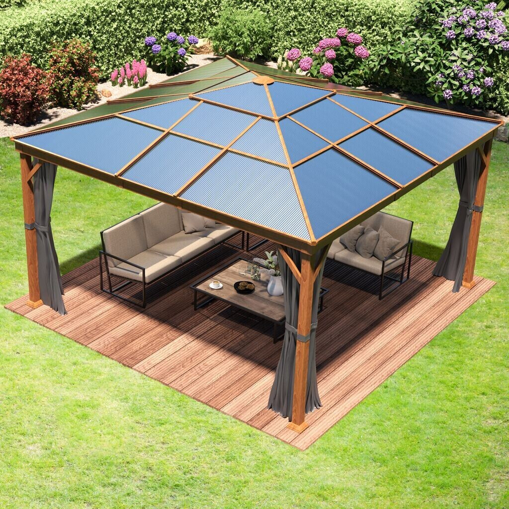 Toolport Gartenpavillon Hardtop Forest Deluxe loft grey 4 x 4 m in
