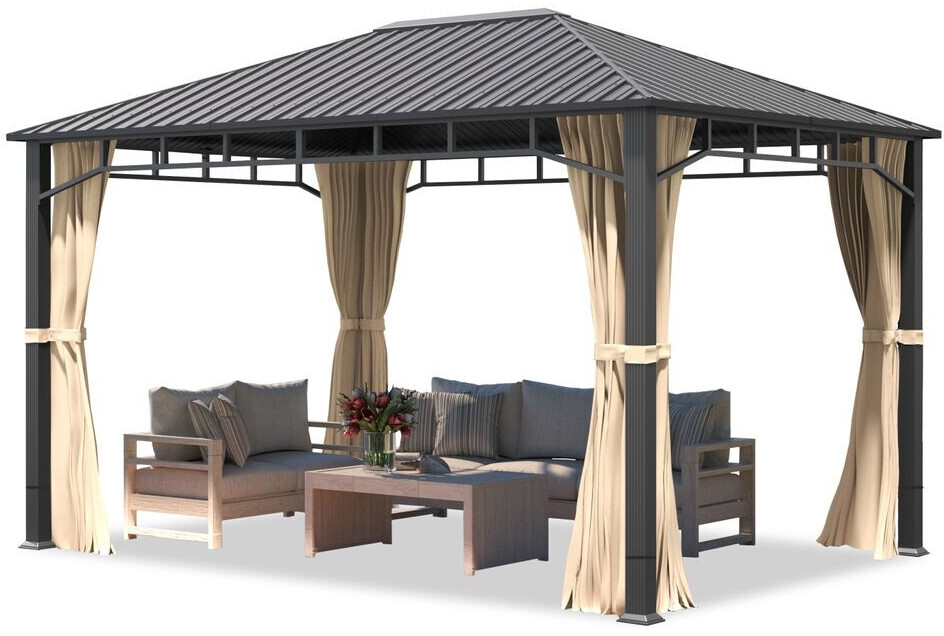 Toolport Gartenpavillon Hardtop Sunset Superior champagner 3 x 4 m