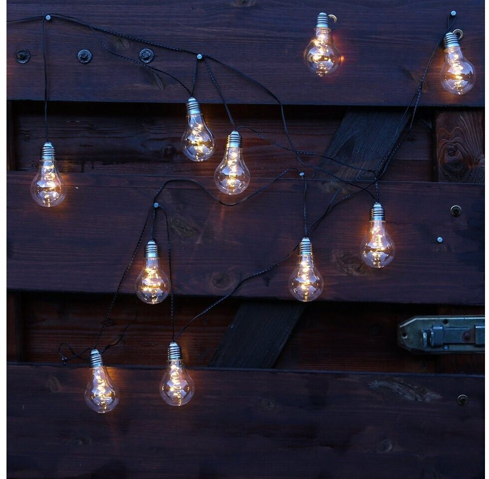 Marelida LED Solar Lichterkette GLOW 10 transparente Glühbirnen mit