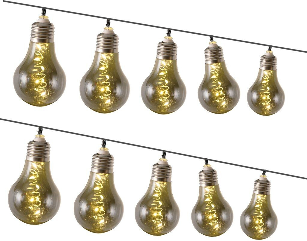 Marelida LED Solar Lichterkette GLOW Glühbirnen mit Drahtlichterkette