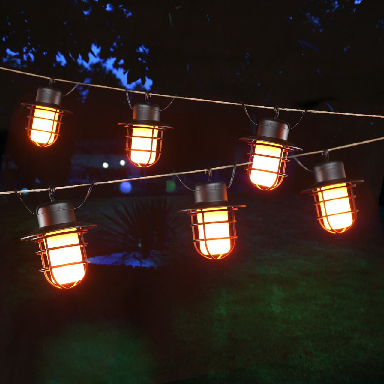 Marelida LED Solar Lichterkette INDUSTRY 6 Laternen mit Ambiente