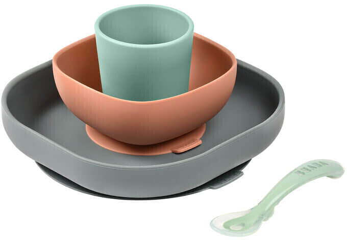 Béaba Set Vaisselle silicone 4 pcs mineral