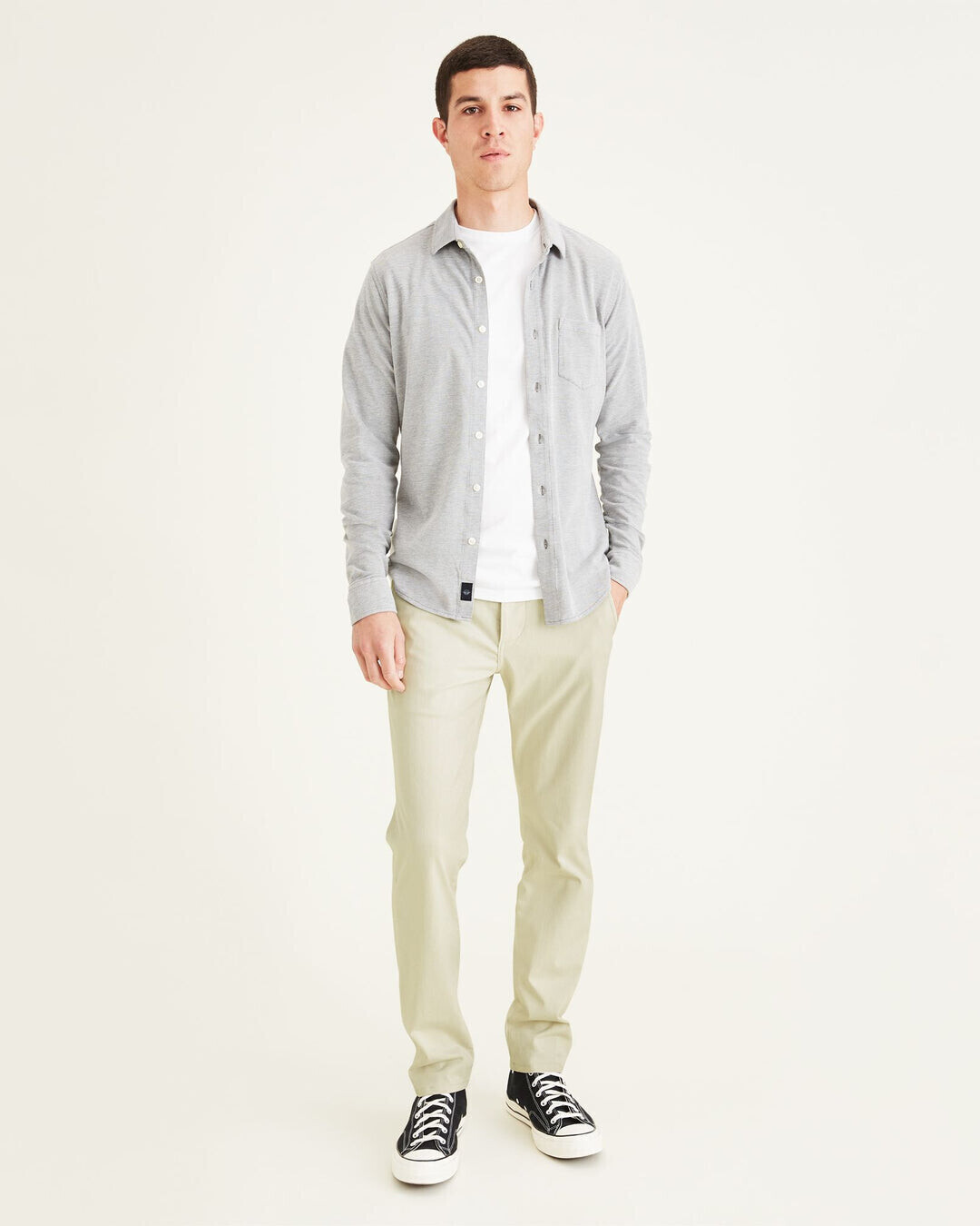 Dockers Fit Supreme Flex Alpha Khaki Pants grey breeze