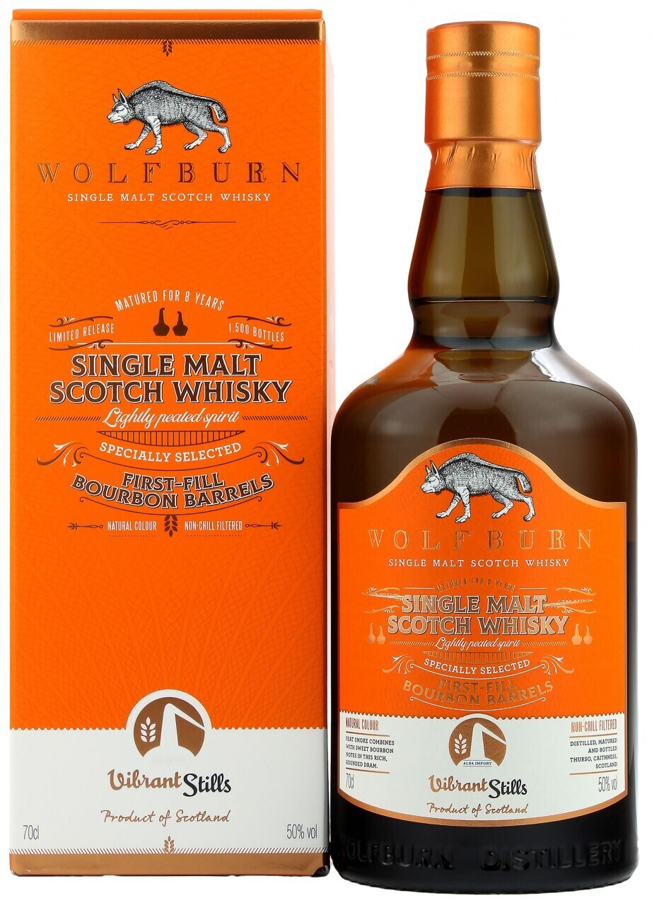 Wolfburn 8 Years Vibrant Stills Lightly Peated Fresh Bourbon Barrels 2015 0,7l 50%