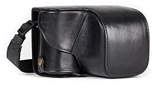 MegaGear Ever Ready Leather Camera Case with Carrying Strap for Sony Alpha 6000 (16-50mm) Black