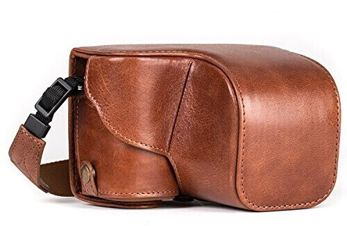 MegaGear Ever Ready Leather Camera Case with Carrying Strap for Sony Alpha 6000 (16-50mm) Light Brown