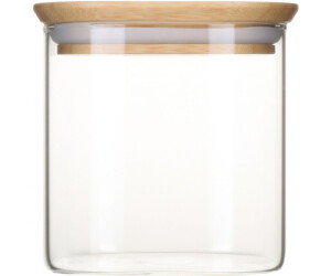 Pebbly Pot en verre carré couvercle bambou 800ml au meilleur prix sur