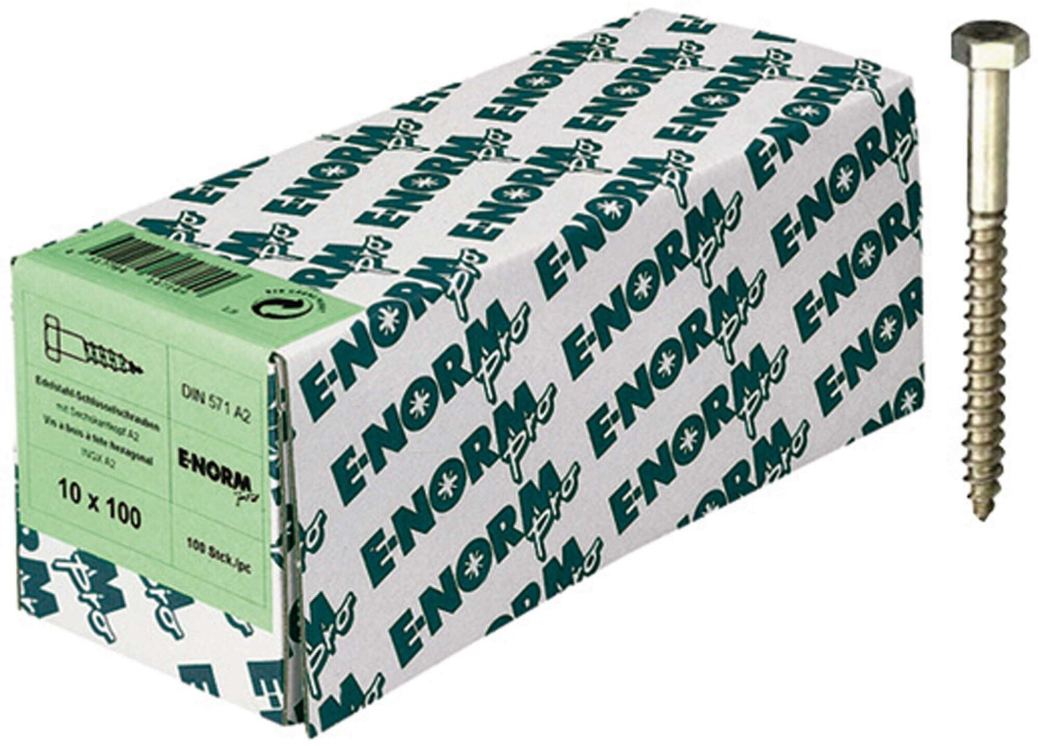 E-NORMpro Sechskant-Holzschraube DIN 571 Edelstahl A2 10 x 120 mm (50  Stück) ab 22,41 €