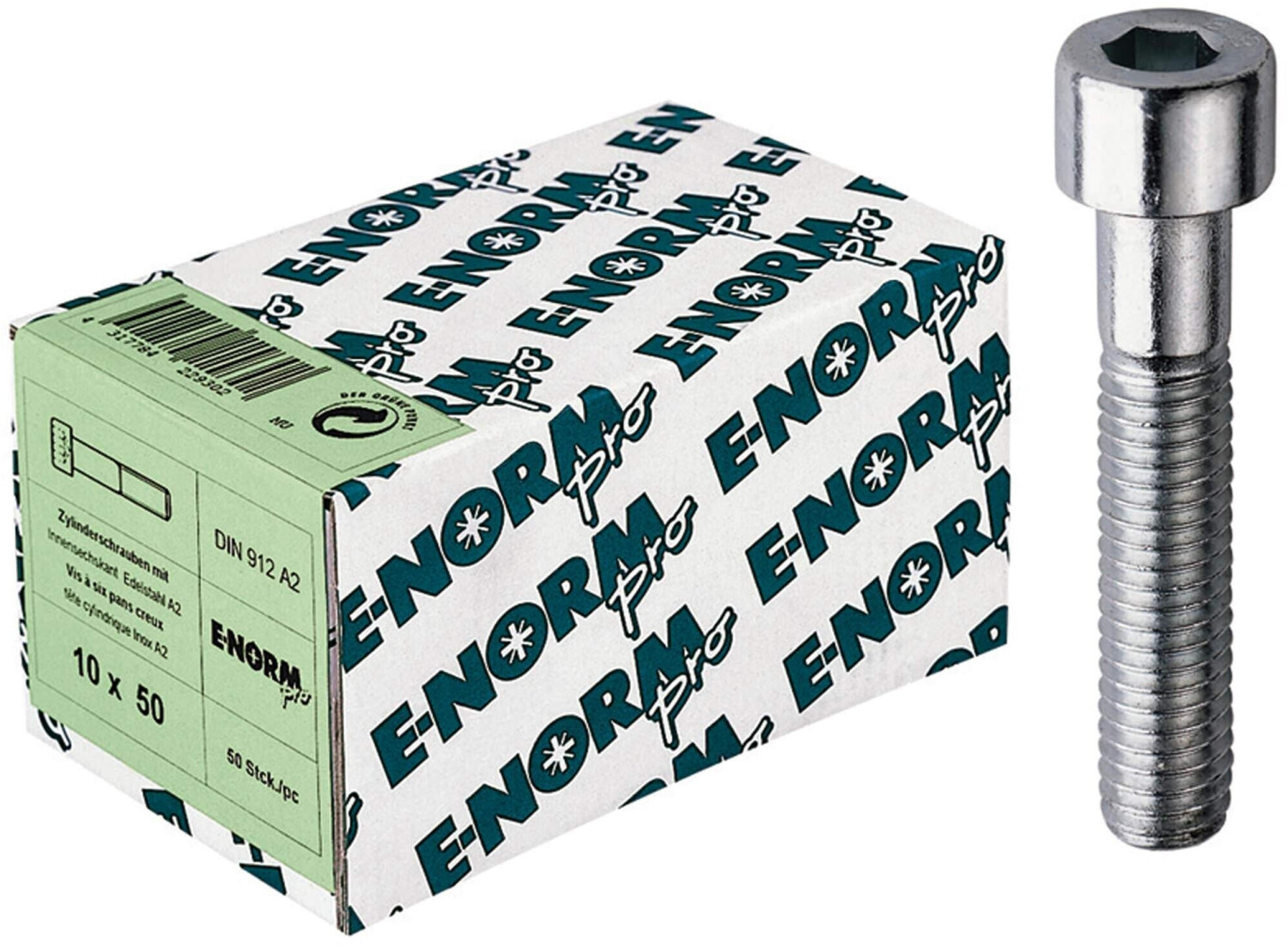 E-NORMpro Zylinderschraube DIN 912 Edelstahl A2 Innensechskant M8 x 60 mm  (50 Stück) ab 9,97 €