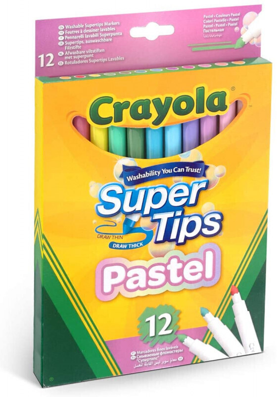 Crayola Pastel - Super Tips, Feutres Lavables Pointe Moyenne, Pack de 20  Pièces, pour l'École et Le Temps Libre, Couleurs Pastel, 58-7517 :  : Jeux et Jouets