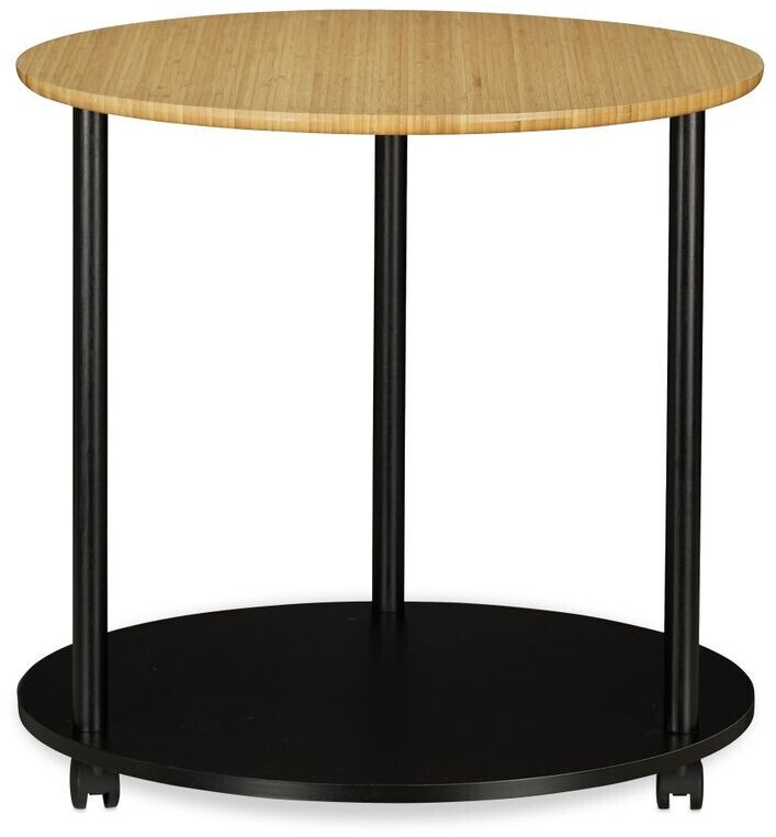 Relaxdays Side table (Ø60x59 cm) black-natural