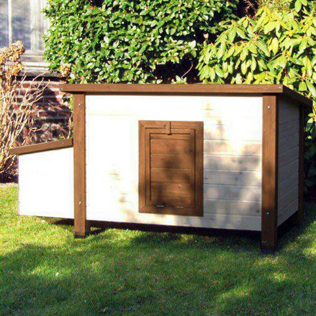 A+K Poulailler d'extérieur 136 x 74,5 x 75 cm bois blanc/marron